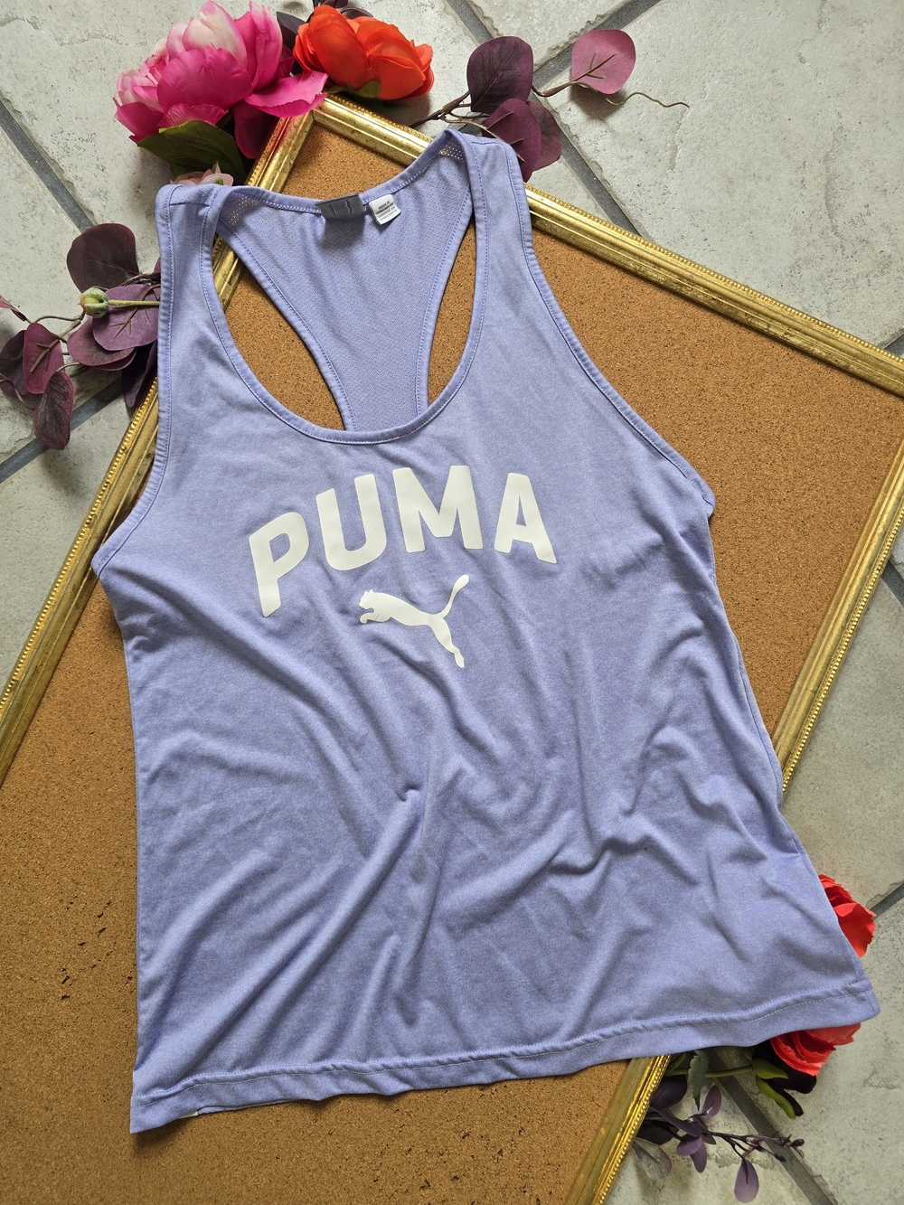 Puma Lavender Racerback Tank with White Logo